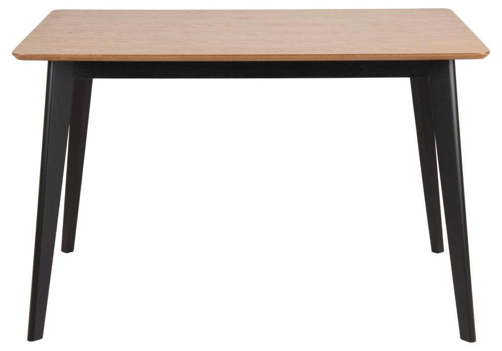 Roxby Oak Veneer And Black 4 Seater Dining Table 120cm