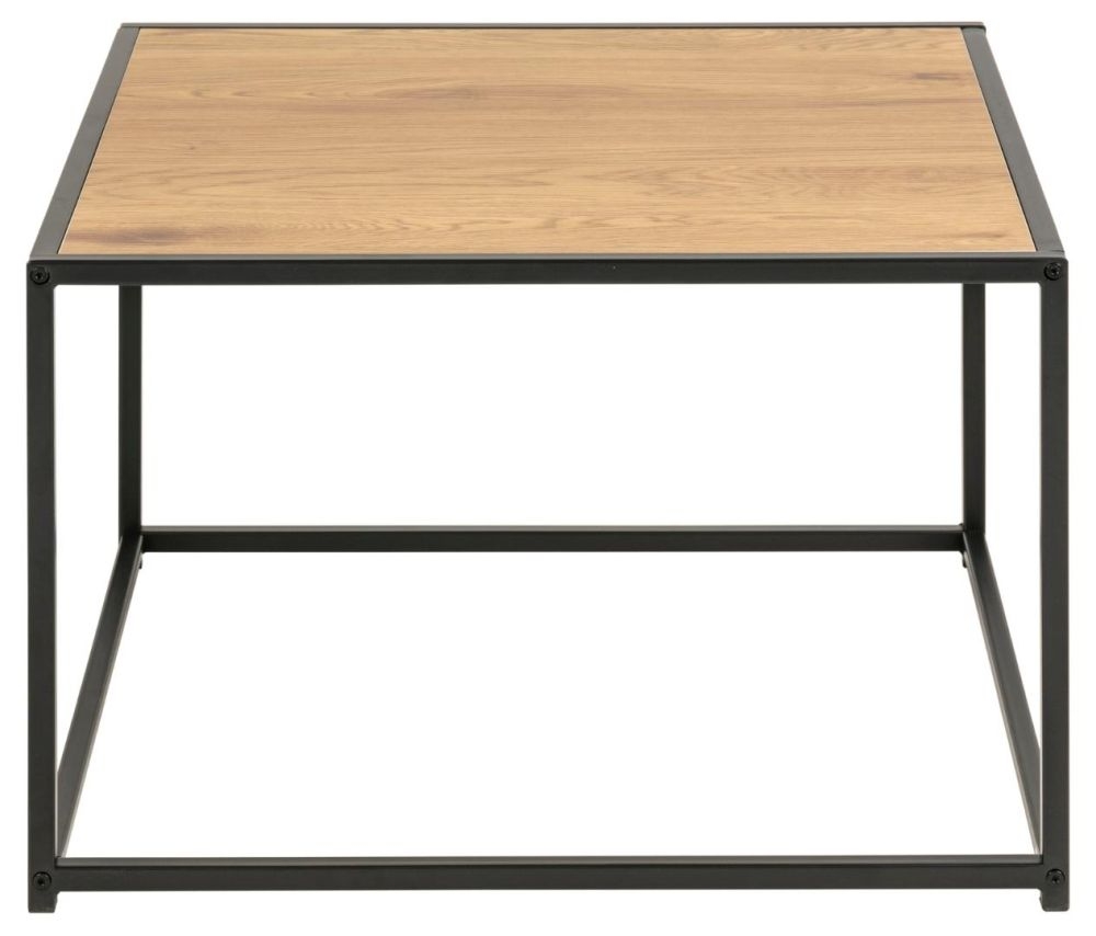 Salvo Wild Oak Top And Black Square Coffee Table