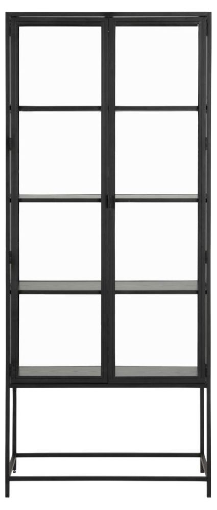 Seaford Black 2 Door Tall Display Cabinet