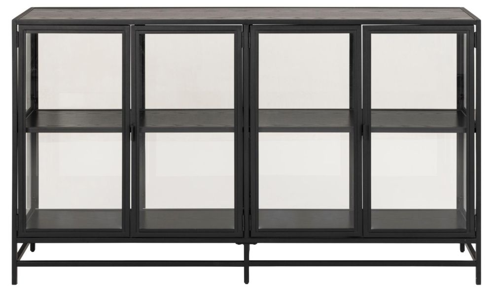 Seaford Black 4 Door Display Cabinet