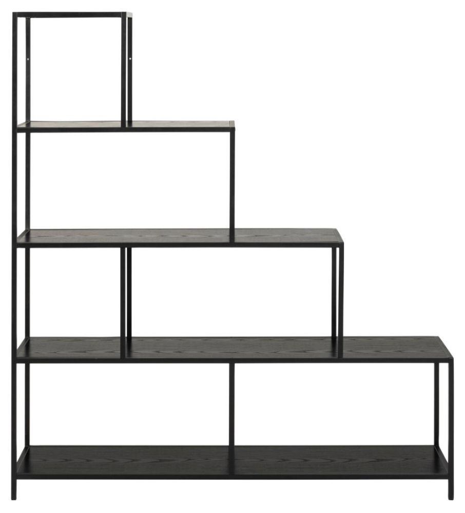 Seaford Black Melamine Bookcase With 4 Shelves