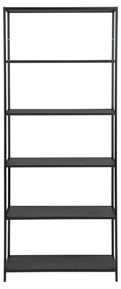 Seaford Black Melamine Tall Bookcase With 5 Shelves