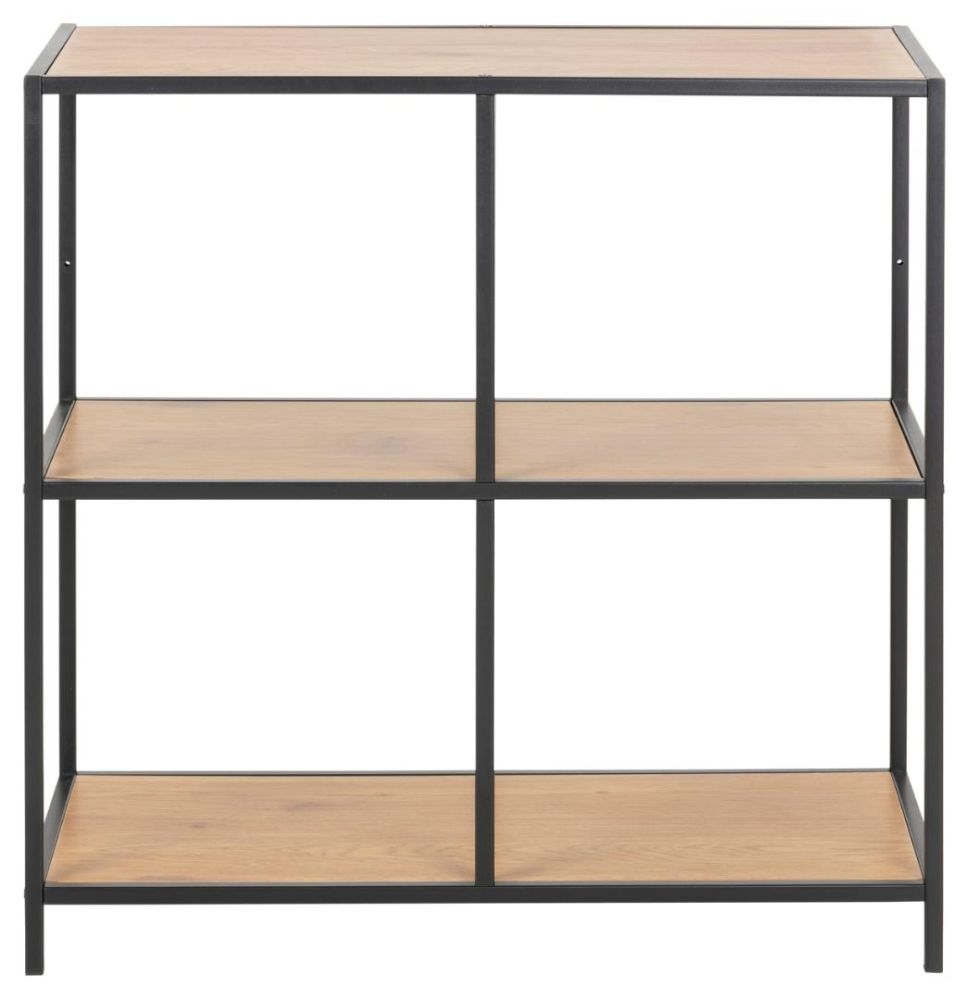 Seaford Wild Oak And Black Bookcase With 2 Shelves