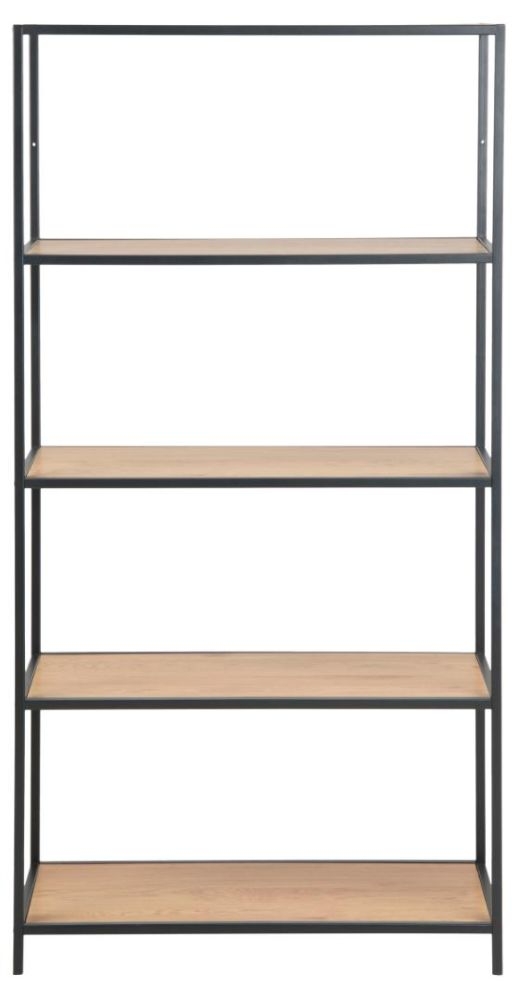 Seaford Wild Oak And Black Bookcase With 4 Shelves