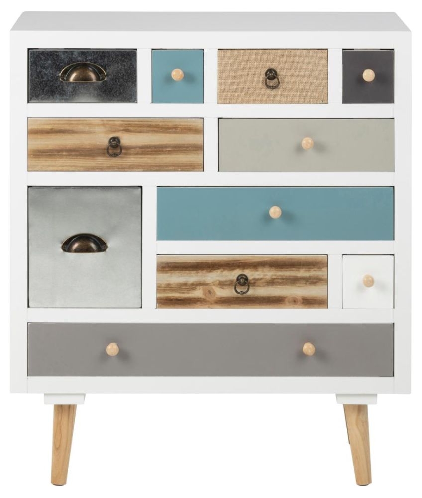 Thais White With Multi Coloured 11 Drawer Chest
