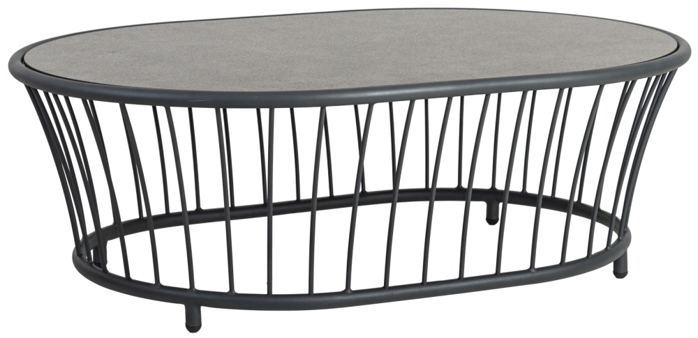 Alexander Rose Cordial Grey Oval Coffee Table With Pebble Hpl Top