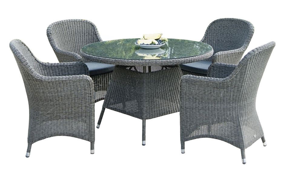 Alexander Rose Monte Carlo 120cm Round Dining Table And 4 Armchair