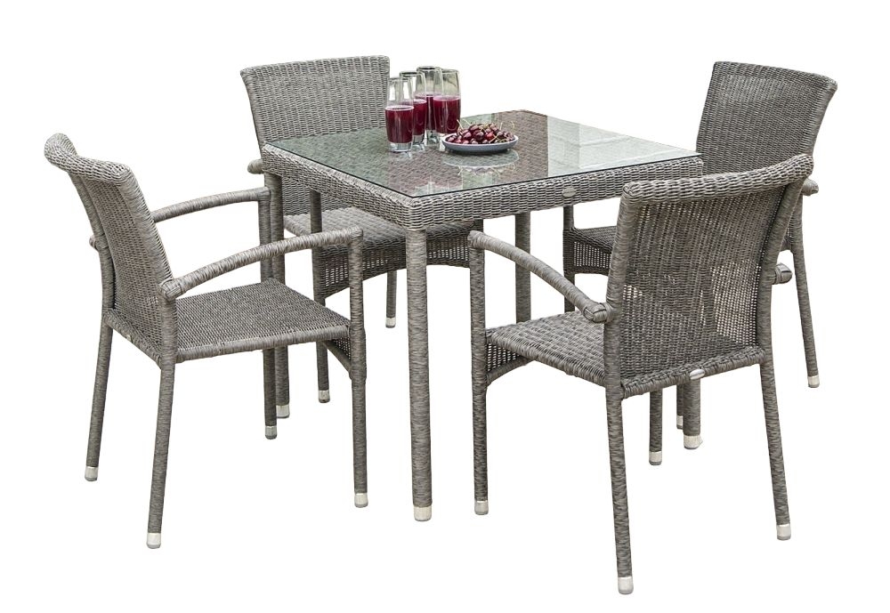 Alexander Rose Monte Carlo 80cm Square Dining Table And 4 Stacking Armchair