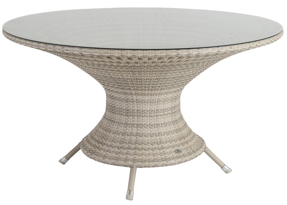 Alexander Rose Ocean Pearl Wave 130cm Round Dining Table With Glass