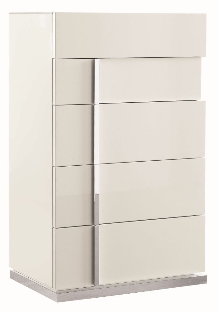 Product photograph of Alf Italia Canova White High Gloss 5 Drawer Chest from Choice Furniture Superstore