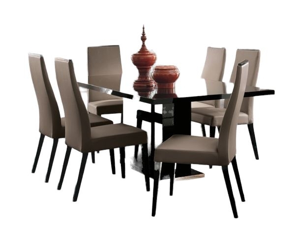 Alf Italia Mont Noir Black High Gloss Extending Dining Table And Chairs