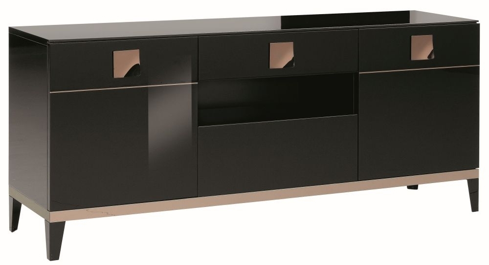 Product photograph of Alf Italia Mont Noir Black High Gloss Tv Unit from Choice Furniture Superstore
