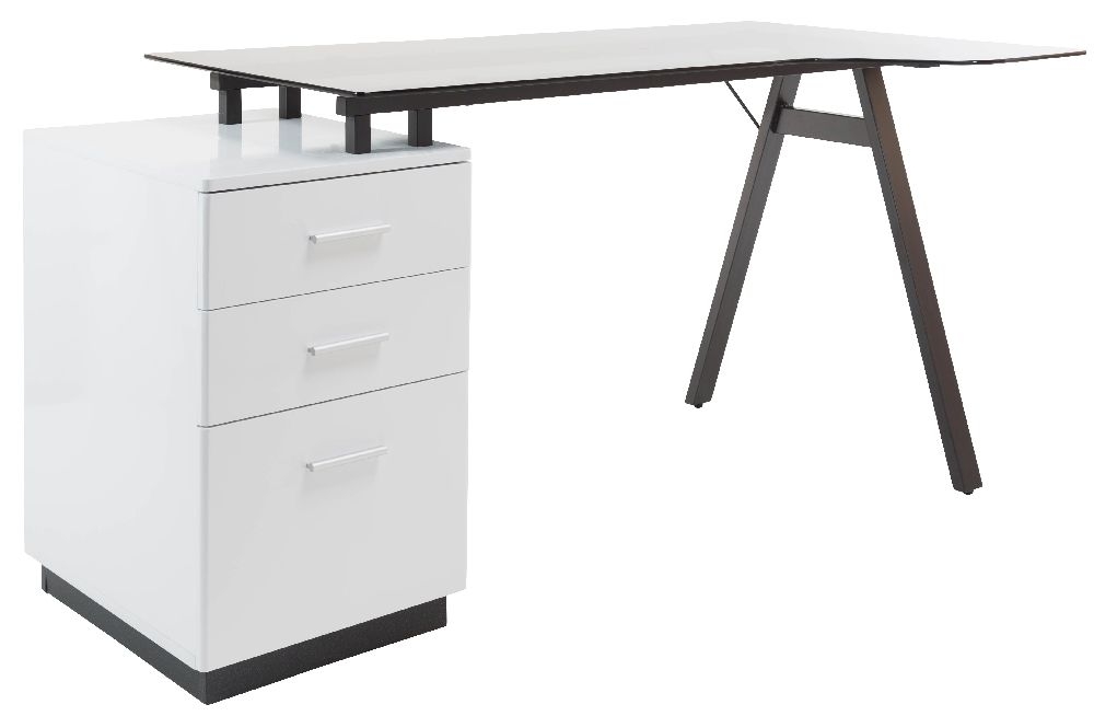 Alphason Cleveland 4 Glass Computer Desk White And Grey Aw23377gy