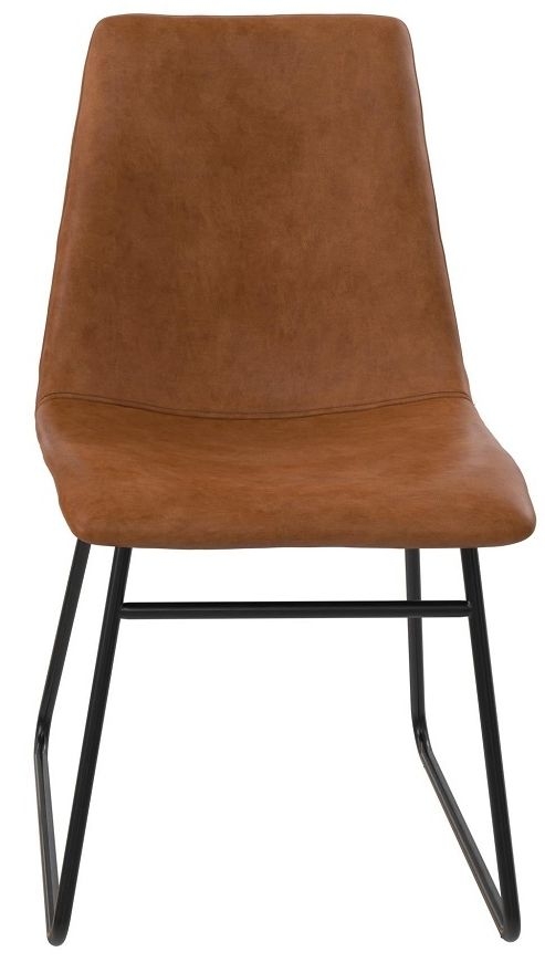 Alphason Bowden Caramel Faux Leather Molded Dining Chair Sold In Pairs