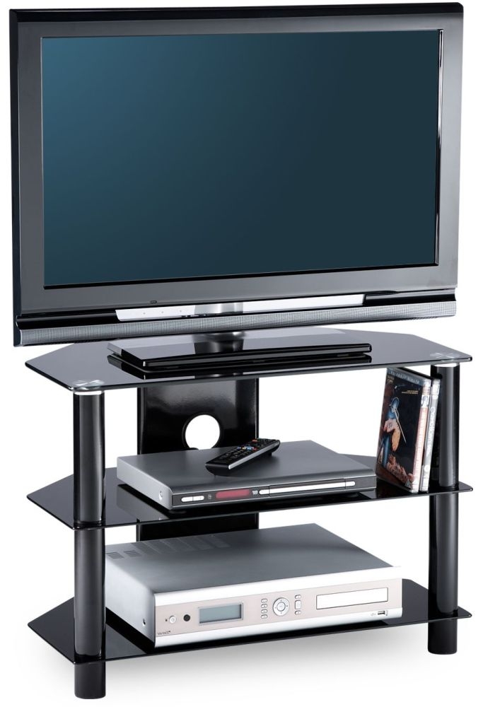 Alphason Essential Black Glass Tv Unit For 36inch Ess8003blk