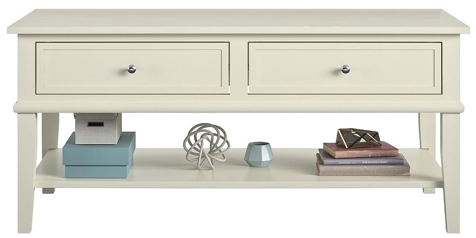 Alphason Franklin White Painted 2 Drawer Coffee Table
