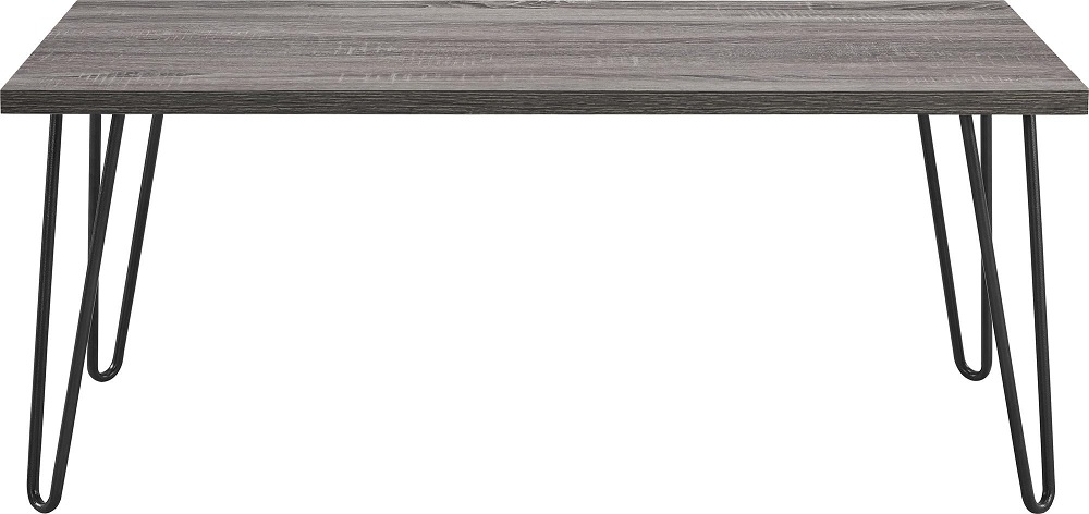 Alphason Owen Distressed Grey Oak Retro Industrial Coffee Table With Hairpin Legs