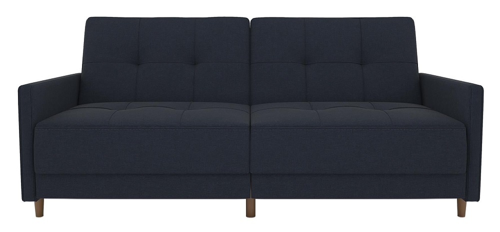 Andora Navy Blue Linen Fabric 2 Seater Sprung Sofa Bed