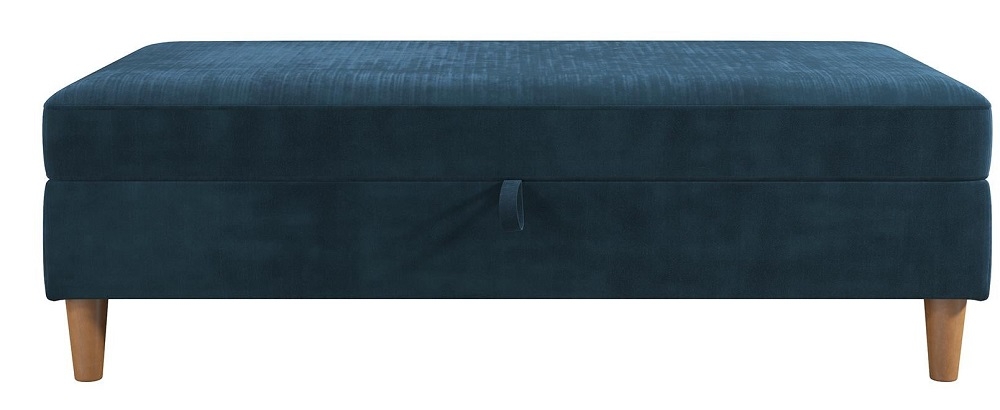 Hartford Chenille Blue Fabric Storage Ottoman Bench