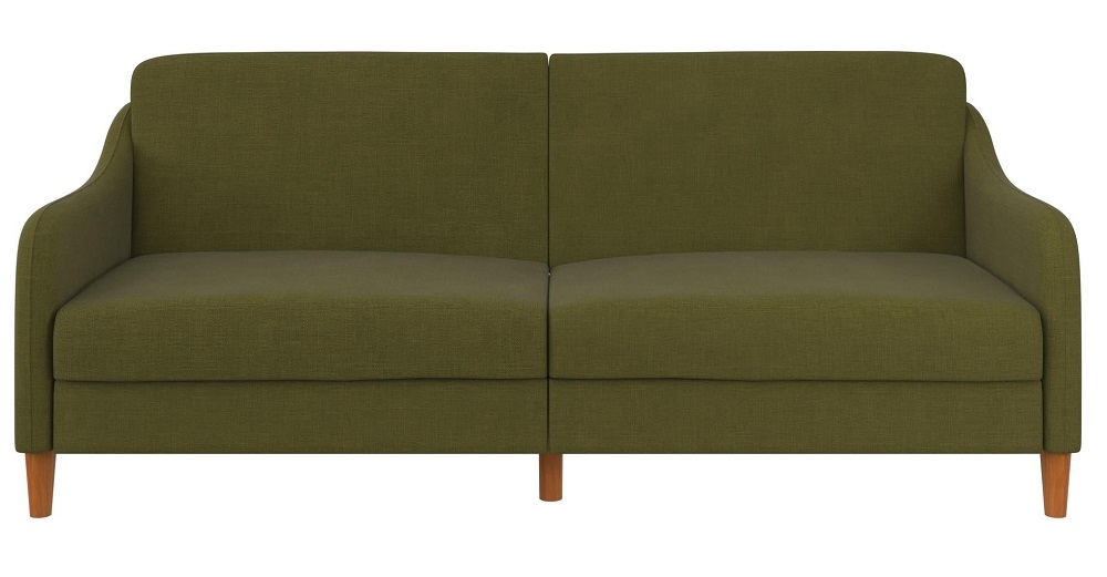 Jasper Green Linen Fabric 2 Seater Sprung Sofa Bed Linen