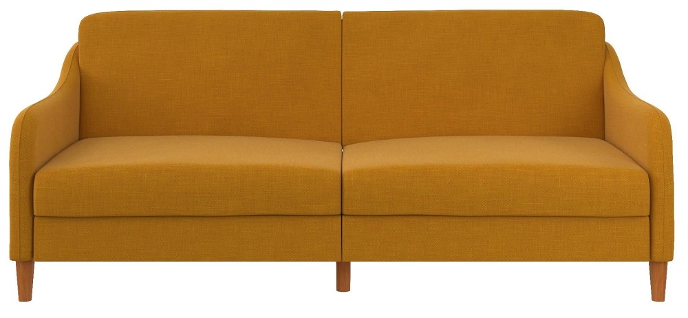 Jasper Mustard Linen Fabric 2 Seater Sprung Sofa Bed Linen