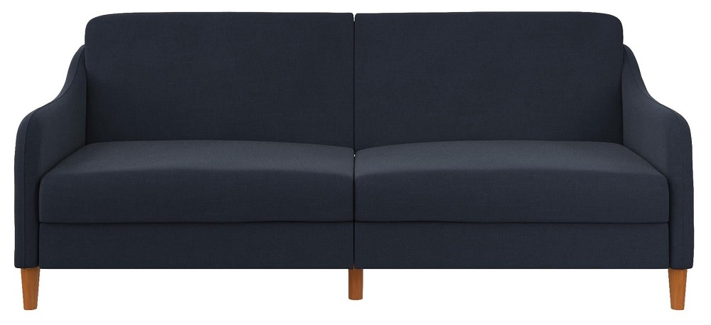 Jasper Navy Blue Linen Fabric 2 Seater Sprung Sofa Bed Linen