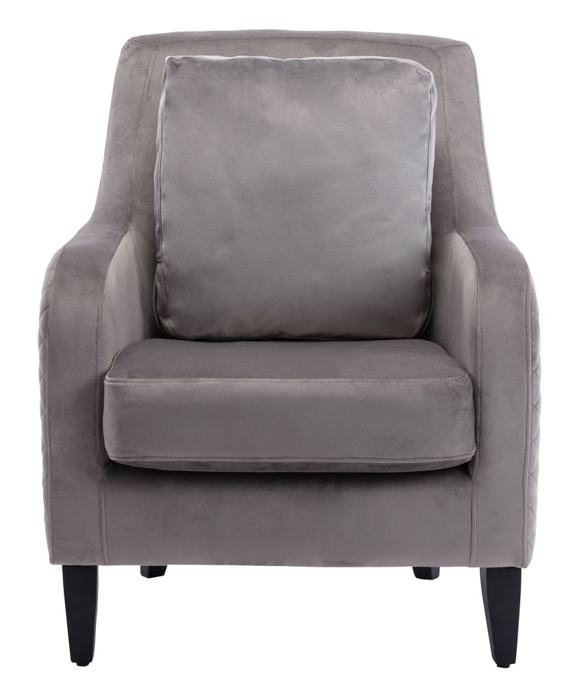 Aldo Silver Grey Velvet Fabric Armchair