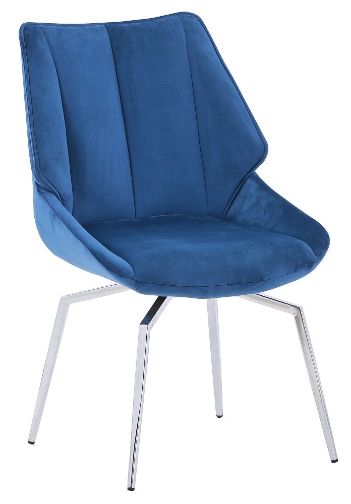 Alston Dark Blue Fabric Dining Chair With Chrome Legs Sold In Pairs
