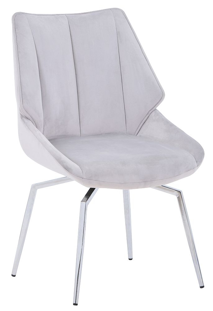 Alston Grey Fabric Dining Chair With Chrome Legs Sold In Pairs