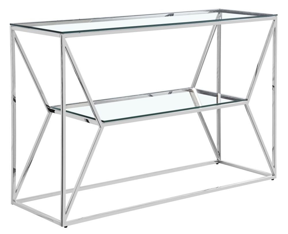 Bianca Glass And Chrome Console Table
