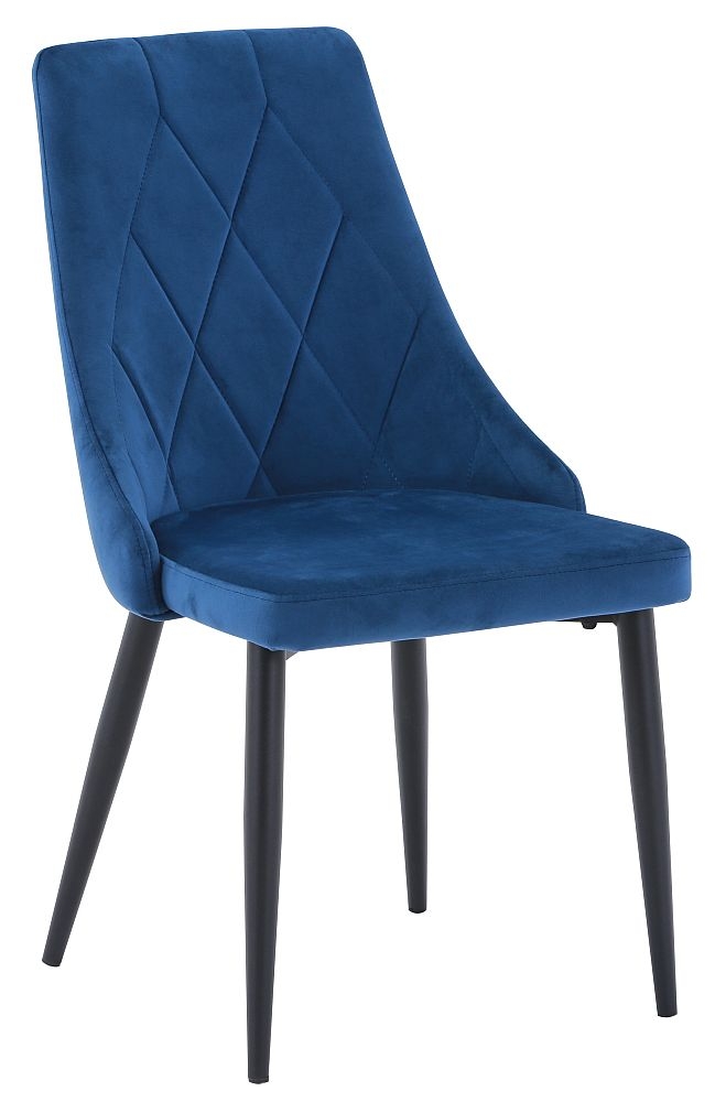 Darwen Dark Blue Fabric Dining Chair With Black Legs Sold In Pairs
