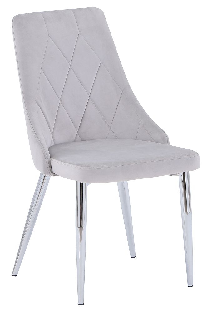 Darwen Grey Fabric Dining Chair With Chrome Legs Sold In Pairs