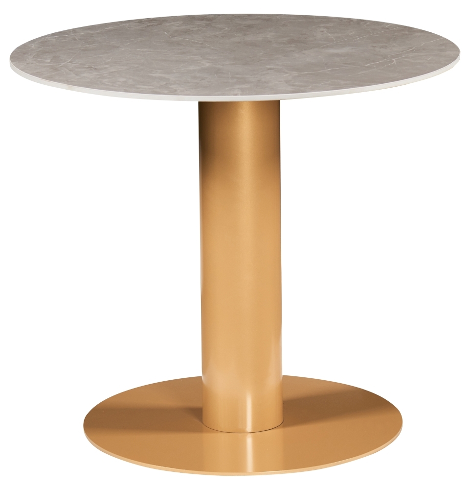 Chelsea Grey And Gold Ceramic Top 2 Seater Round Dining Table 90cm