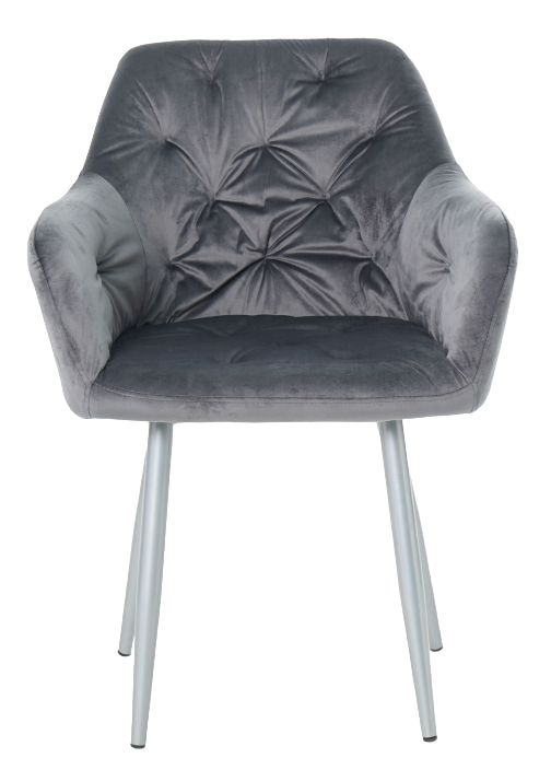 Gemma Dark Grey Velvet Fabric Dining Armchair With Chrome Legs Sold In Pairs