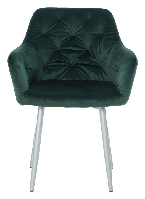 Gemma Green Velvet Fabric Dining Armchair With Chrome Legs Sold In Pairs