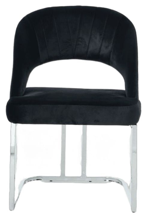 Isabella Black Velvet Fabric U Shaped Dining Chair Sold In Pairs