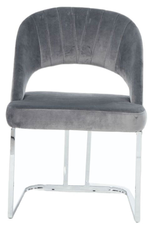 Isabella Dark Grey Velvet Fabric U Shaped Dining Chair Sold In Pairs