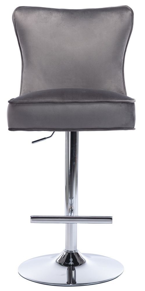 Jemma Dark Grey Velvet Fabric Swivel Barstool Sold In Pairs