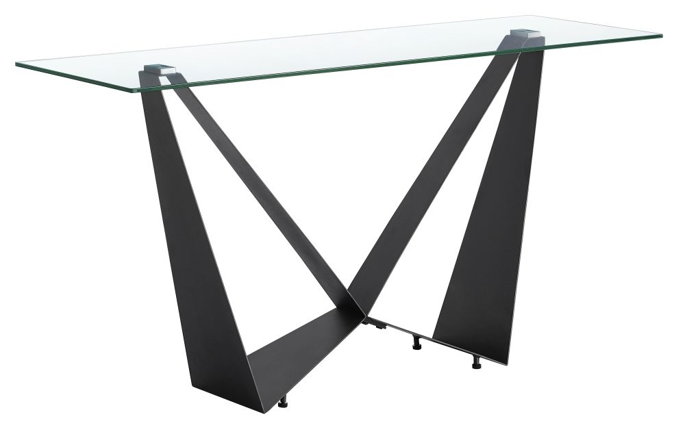 Milan Dark Grey And Glass Console Table