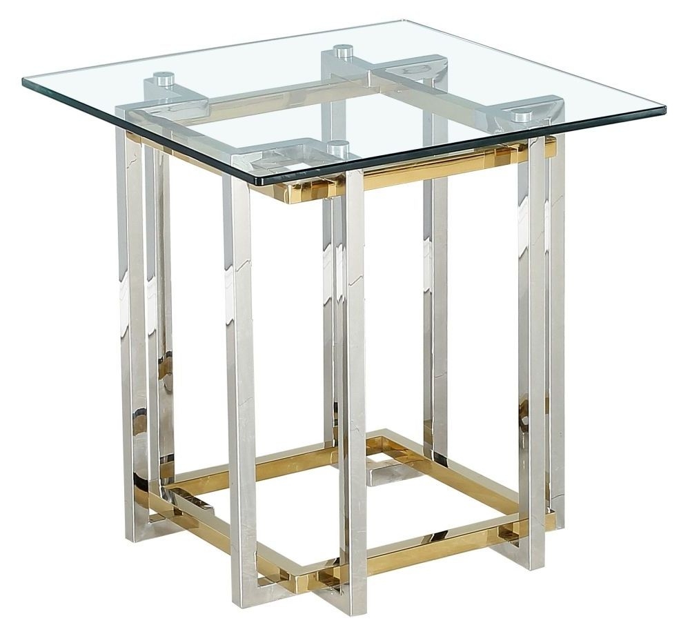 Nora Glass And Chrome Square Side Table