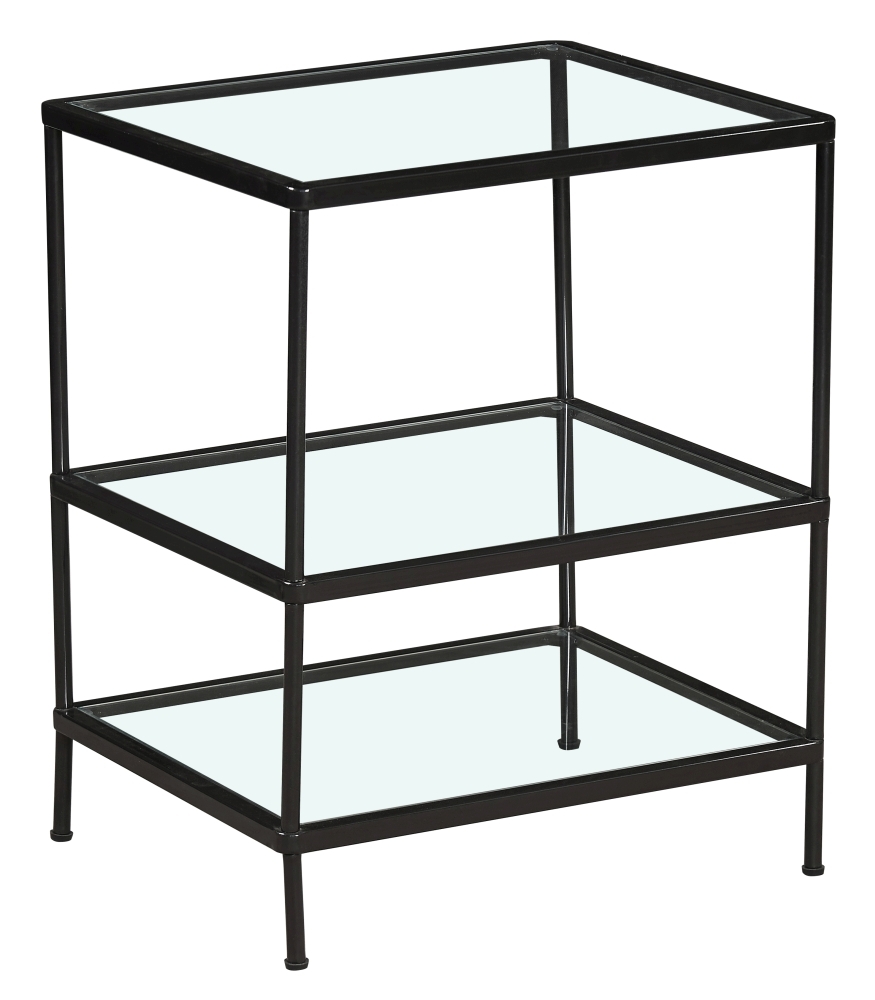 Merton 2 Tier Glass And Dark Grey Side Table