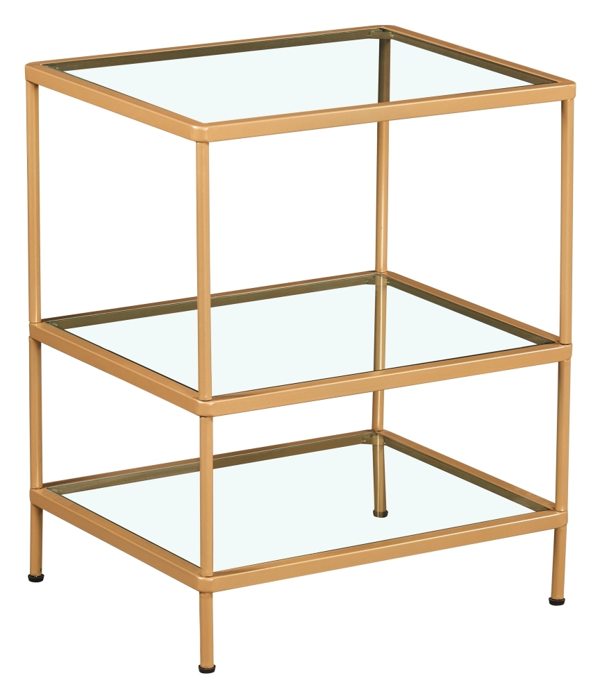 Merton 2 Tier Glass And Gold Side Table