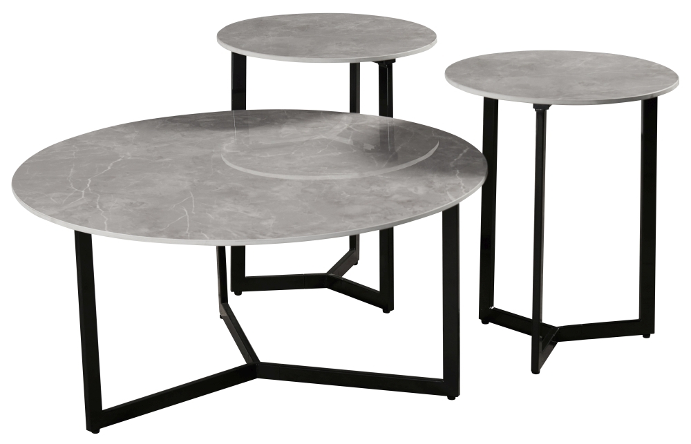 Dalston Grey Ceramic Top Coffee Table And Side Table Set