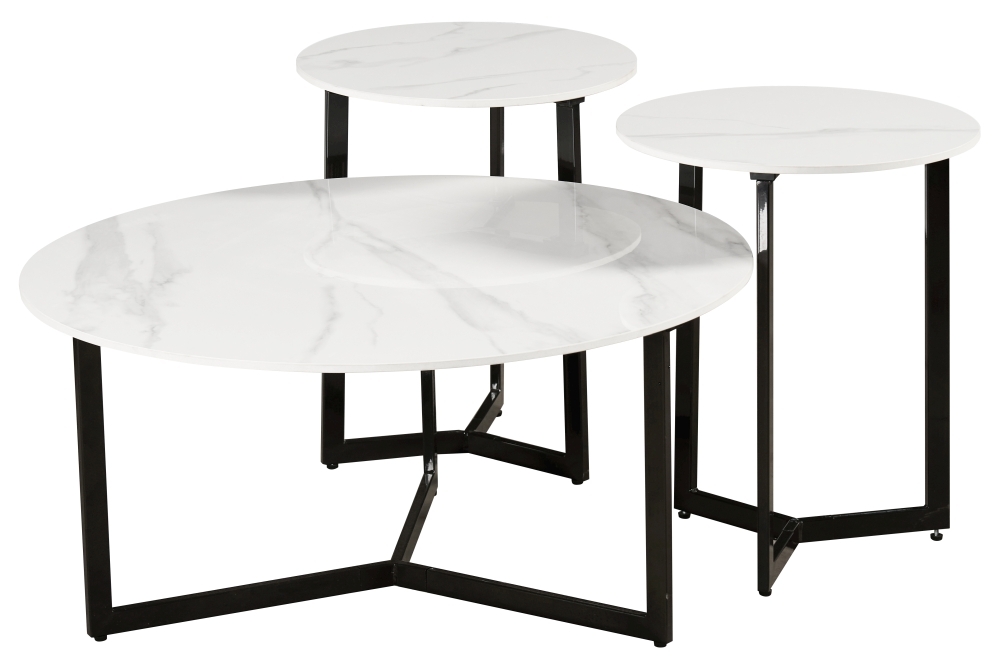 Dalston White And Grey Ceramic Top Coffee Table And Side Table Set