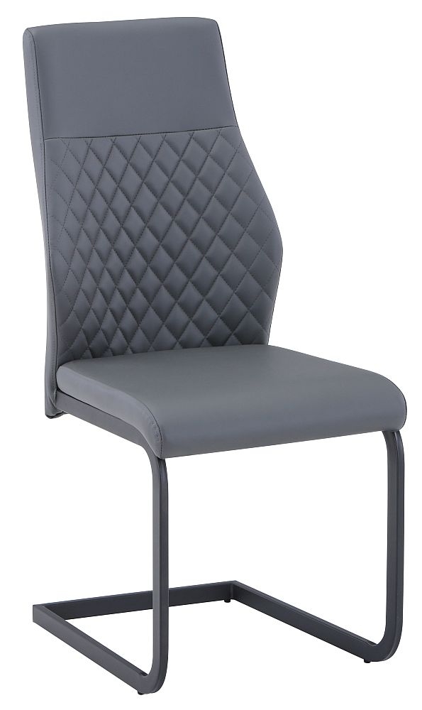 Sheffield Dark Grey Leather Dining Chair With Black Legs Set Of 4