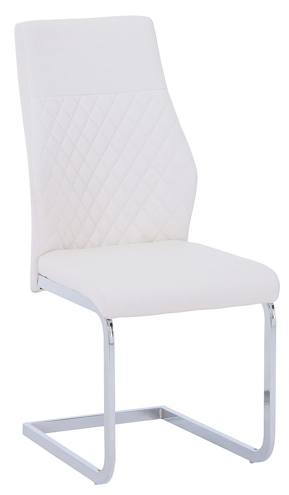 Sheffield White Leather Dining Chair With Chrome Legs Set Of 4