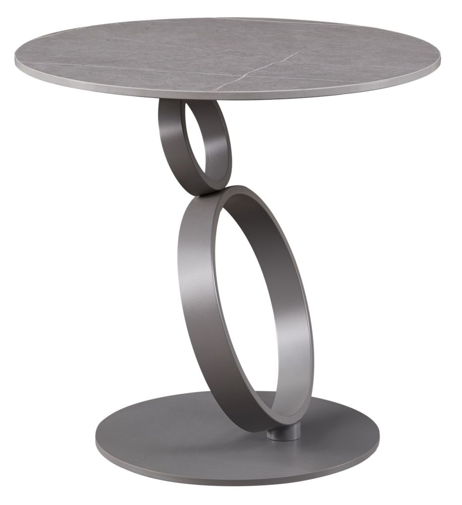 Sofia Rings Dark Grey Ceramic Top Side Table