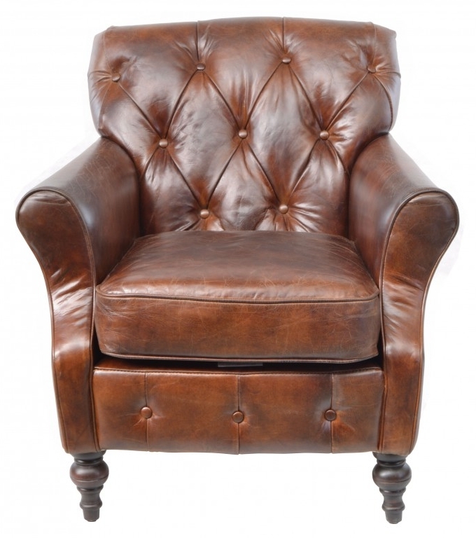 Ancient Mariner Vintage Leather Button Back Armchair