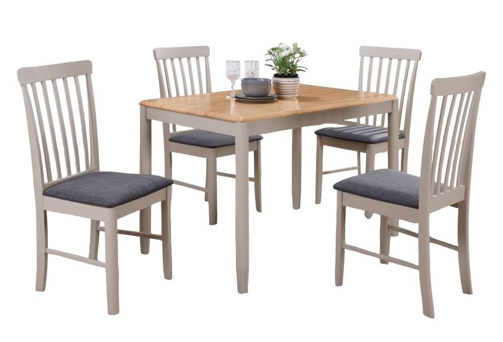 Altona 110cm Dining Set With 4 Chair Oak And Stone Grey Painted