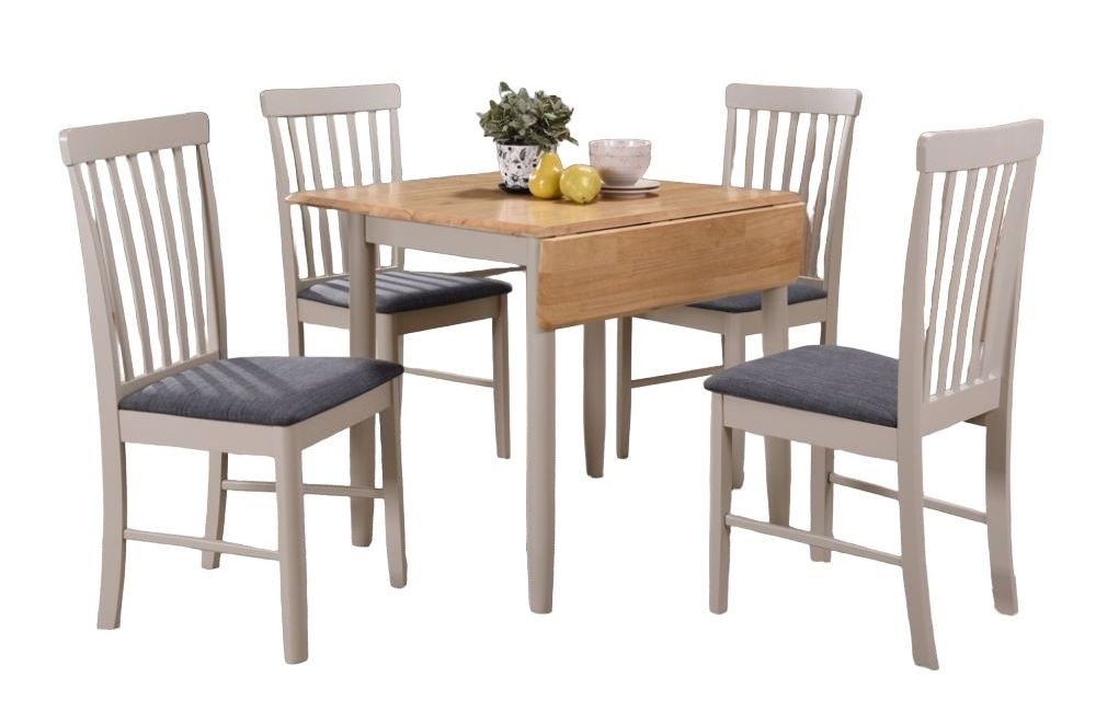 Altona 61cm97cm Drop Leaf Extending Dining Table And 4 Chairs Oak And Stone Grey Painted